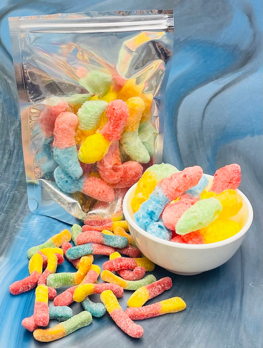 Freeze Dried Mega Gummy Worms Candy By Nifty Thrift Sales