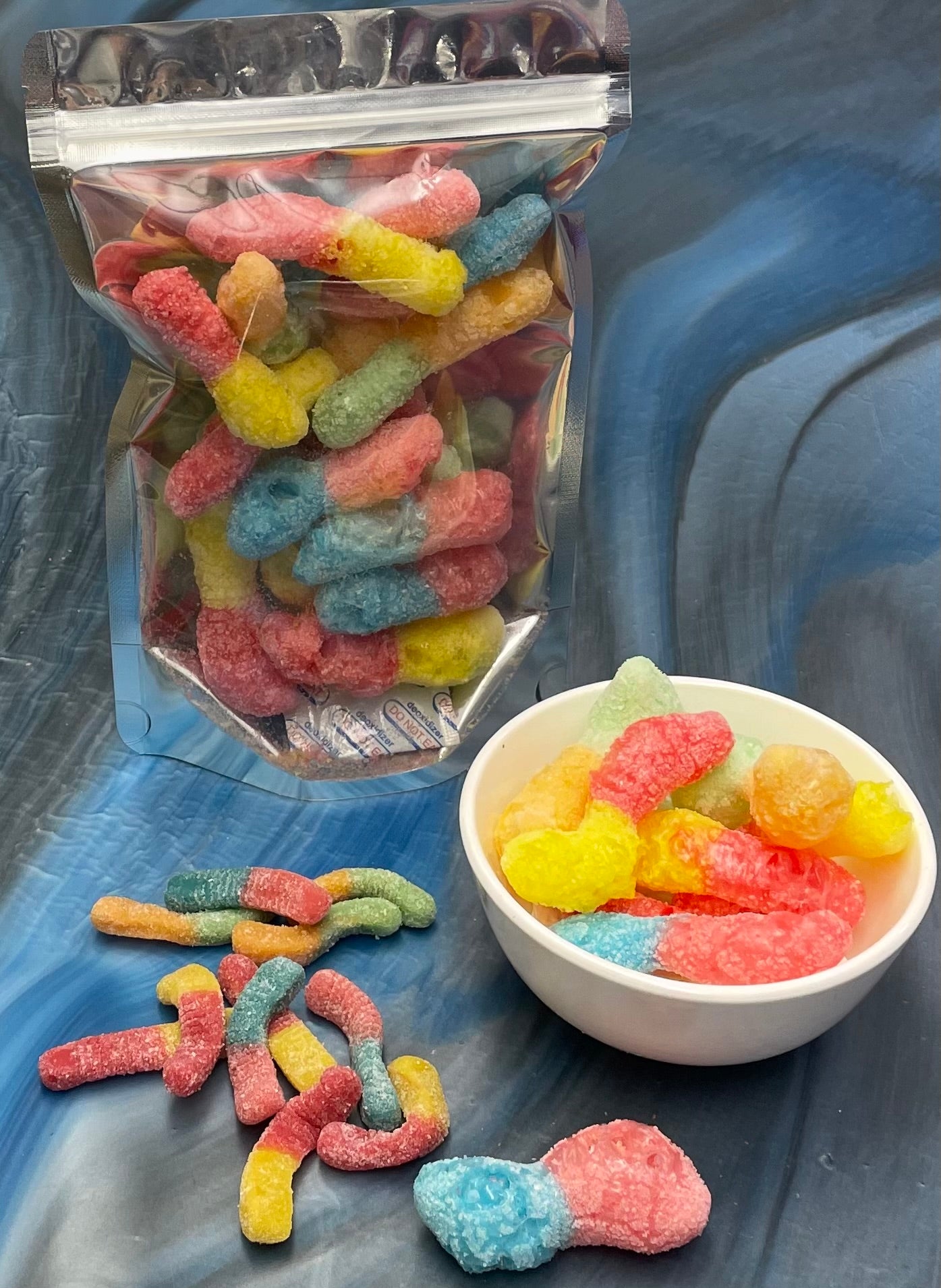 Freeze Dried Mega Gummy Worms Candy By Nifty Thrift Sales